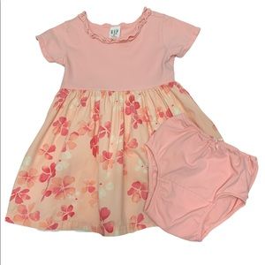 Baby GAP toddler girl short sleeve floral dress in pink, size 18-24 months